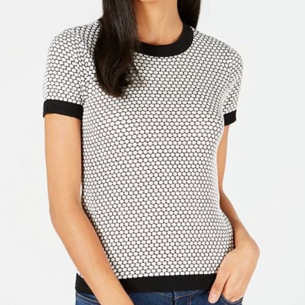 Maison Jules honeycomb black & white sweater